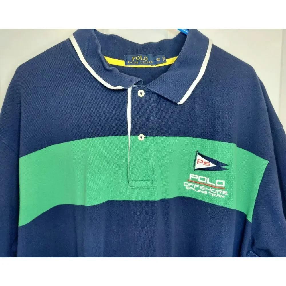 VTG Polo Ralph Lauren P15 Offshore Sailing Team Polo Colorblock 3XB Big & Tall